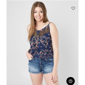 Gimmicks By BKE Floral Woven Tank Top S